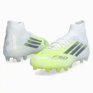 Ghete de fotbal adidas F50 Pro Mid FG/AG pentru femei (PSH-JR8954-P) adidas Born For Goals, Adidas F50, adidas Icon Takeover, Ghete Elite / Profesionale, Ghete fotbal sintetic, Ghete pentru iarbă
