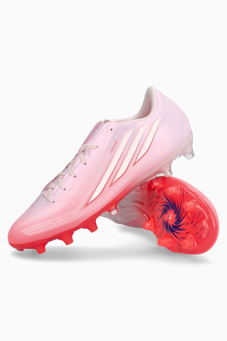 Ghete de fotbal adidas F50 League Sparkfusion Low FG/AG pentru femei - Alb, Roșu
