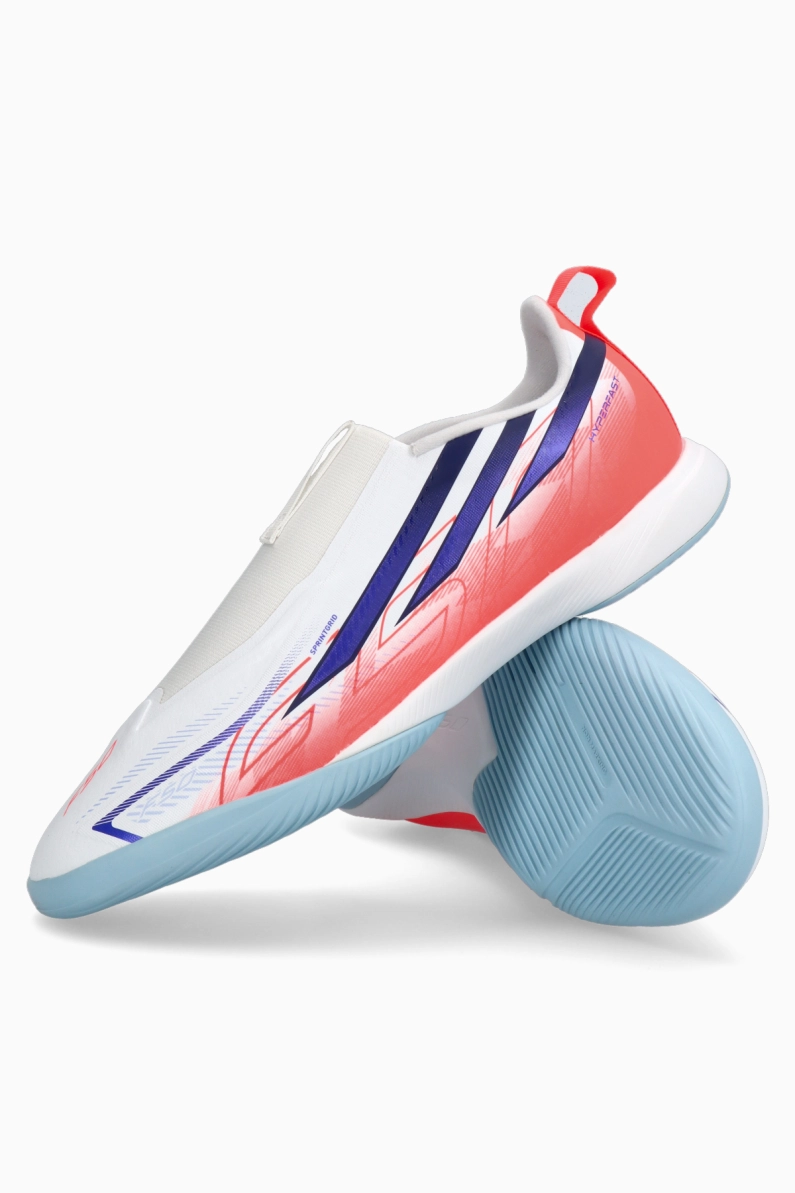 Ghete de fotbal adidas F50 Hyperfast League LL IN Junior - Alb, Albastru Deschis