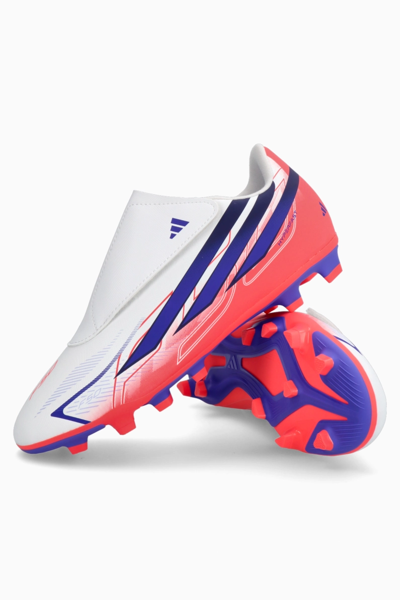 Ghete de fotbal adidas F50 Club Hyperfast Velcro FG/MG Junior - Alb