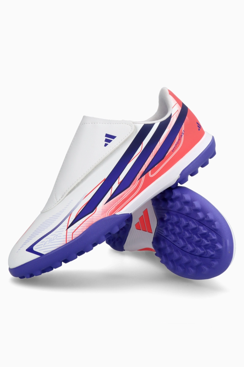 Ghete de fotbal adidas F50 Club Hyperfast Velcro TF Junior - Alb