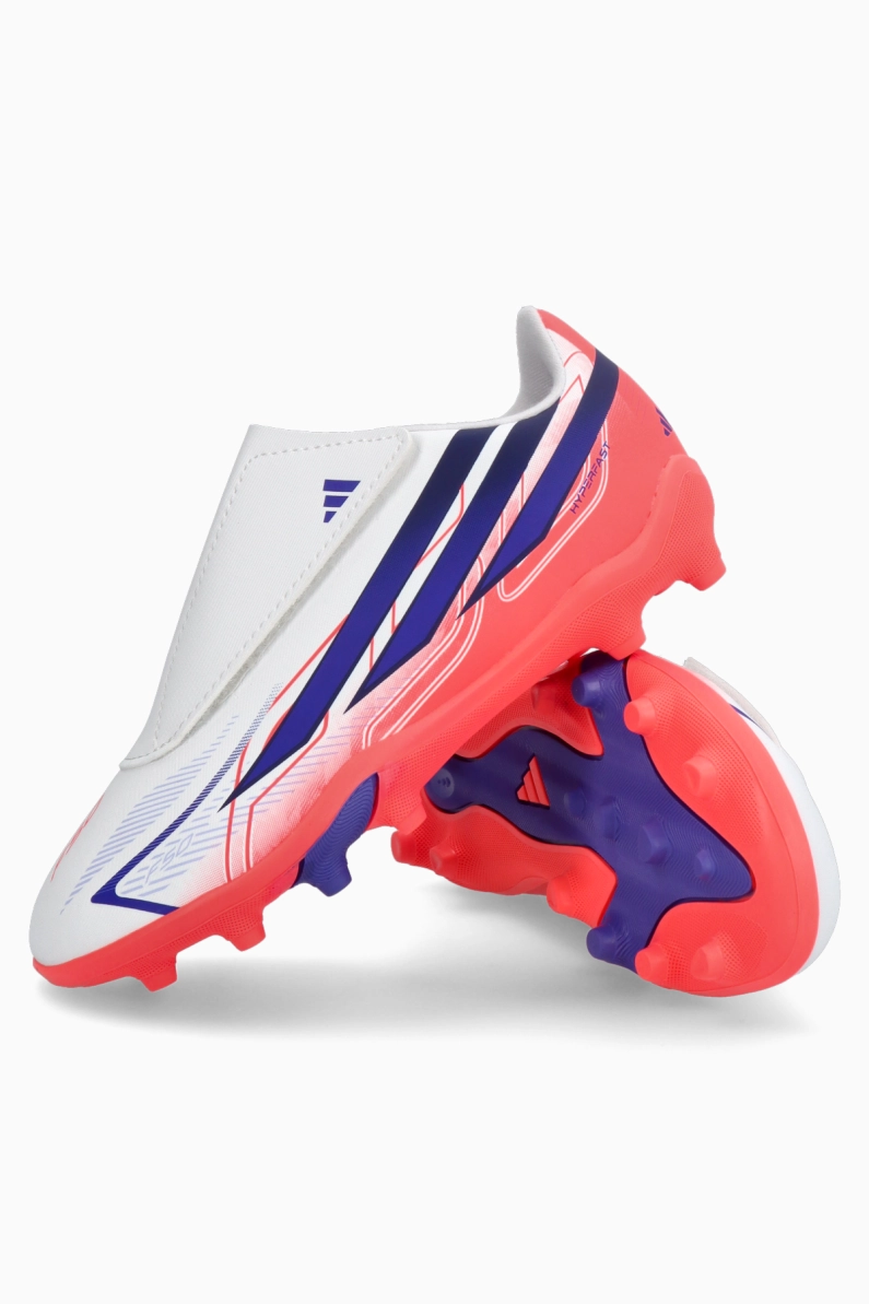 Ghete de fotbal adidas F50 Club Hyperfast Velcro FG/MG Junior - Alb