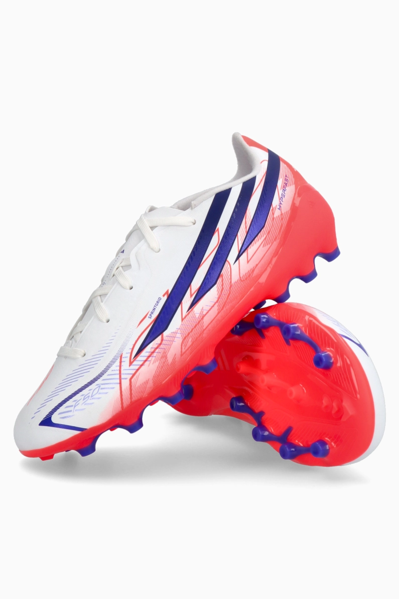 Ghete de fotbal adidas F50 League Hyperfast AG Junior - Alb