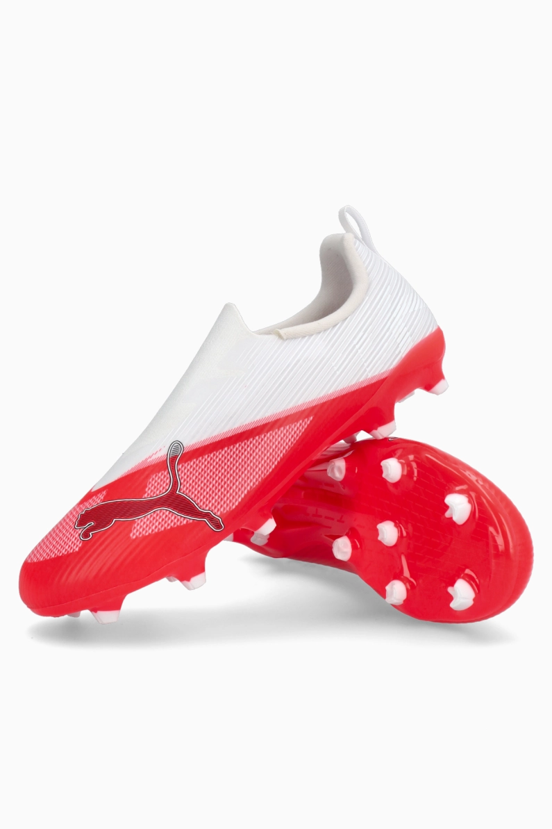 Ghete de fotbal Puma Ultra 7 Play LL FG/AG Junior - Alb, Roșu