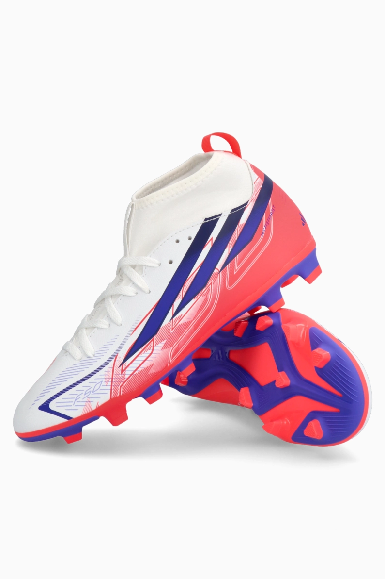 Ghete de fotbal adidas F50 Club Hyperfast Mid FG/MG Junior - Alb