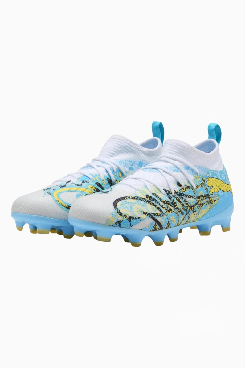 Ghete de fotbal Puma Future 9 Match FG/AG Junior - Alb / Albastru Deschis